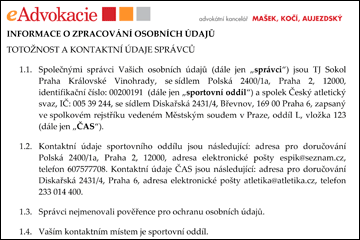 Informační list GDPR